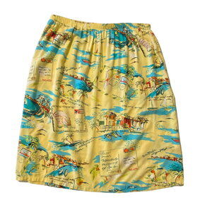 Holly Lane Women's Yellow Sea Shore Postcard Print Lightweight Skirt Size Large